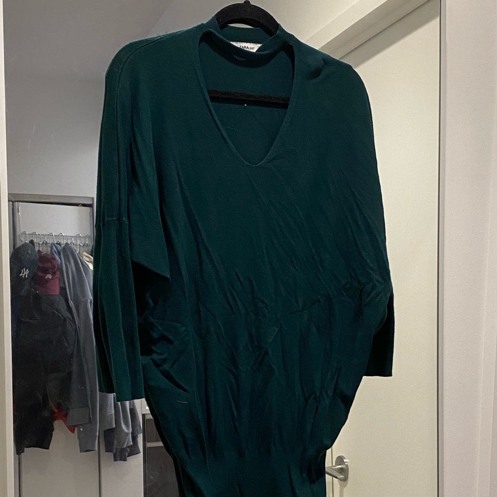 Zara Green Choker Oversized Top knit dress